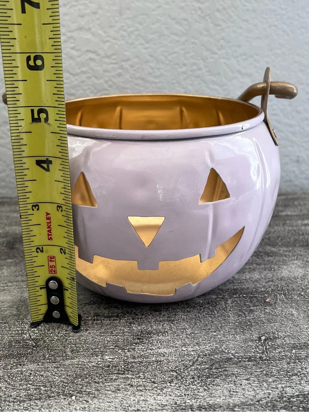 MORTAR & BONE Metal Bucket JACK O LANTERN Pink and Gold